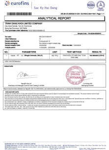 Giấy Chứng Nhận Trứng Gà Tươi EUROFINS